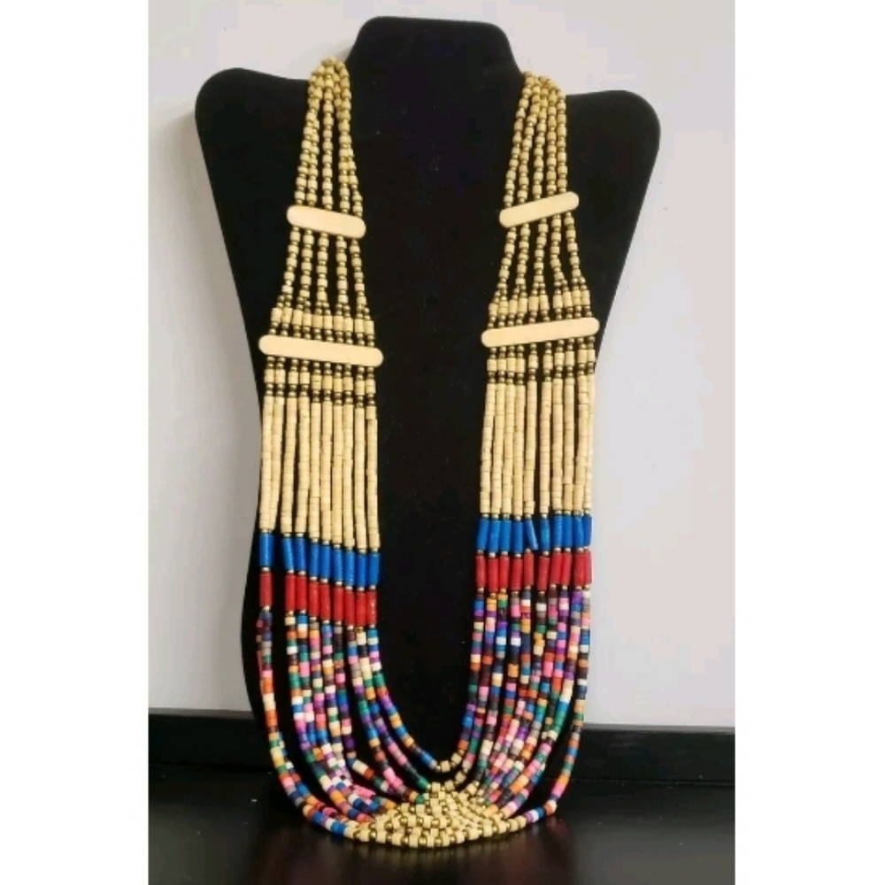Sale Handmade heishi seed bead multicolor necklace